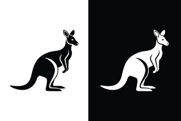 Stylish Kangaroo Silhouette Icon for Modern Vector Illustrations