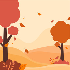 Flat autumn square background vector design illustration