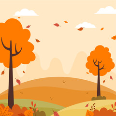 Flat autumn square background vector design illustration