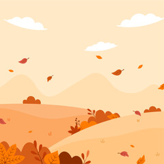 Flat autumn square background vector design illustration