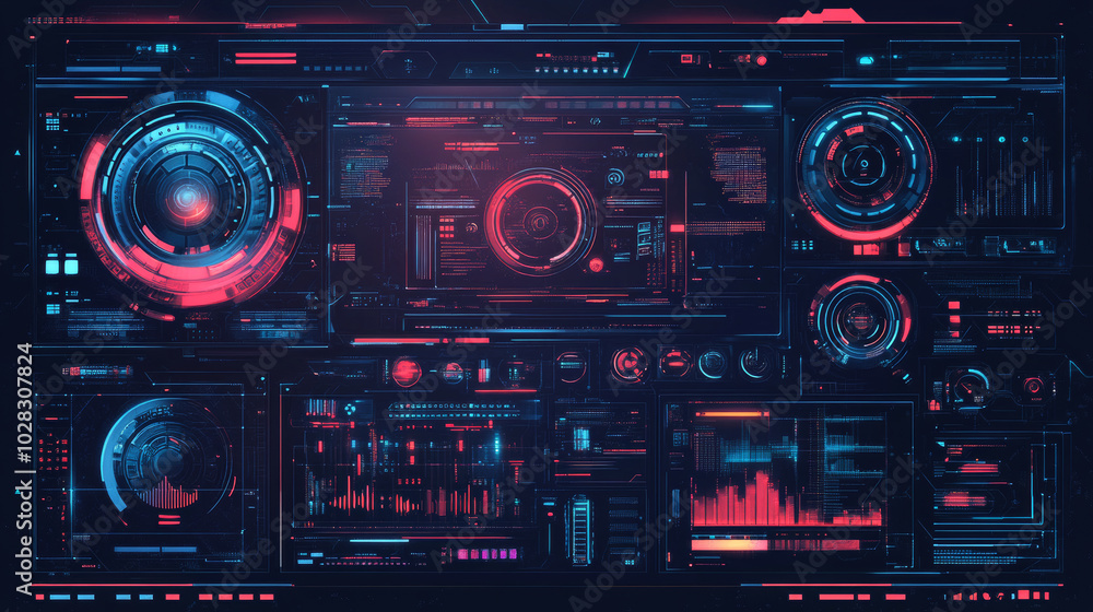 Poster modern, futuristic designs for digital interfaces, perfect for games, technology themes, or science 