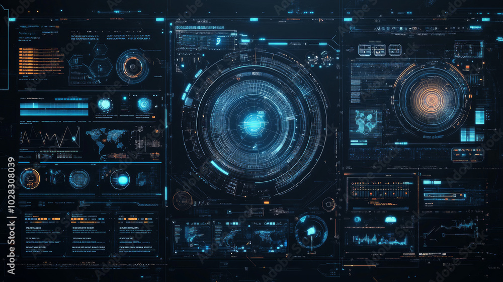 Poster modern, futuristic designs for digital interfaces, perfect for games, technology themes, or science 