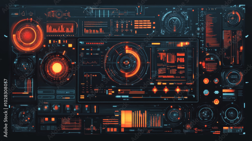 Poster modern, futuristic designs for digital interfaces, perfect for games, technology themes, or science 