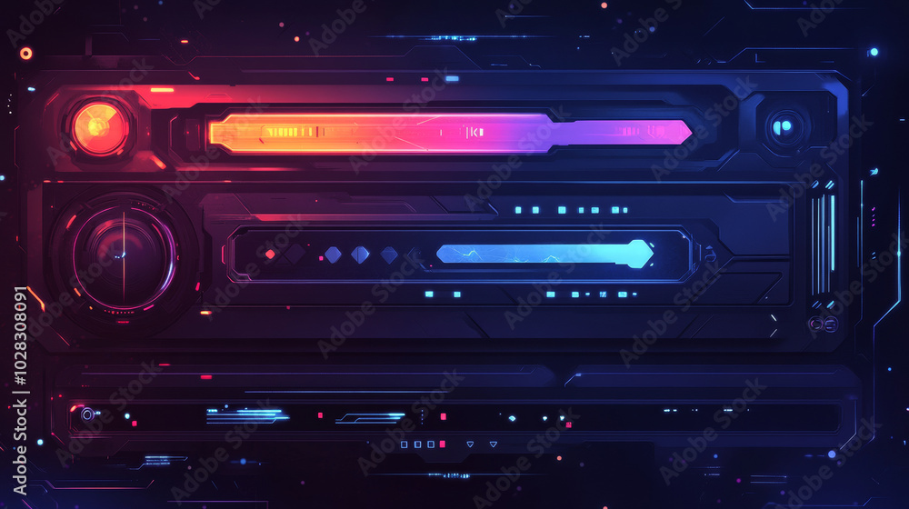 Poster modern, futuristic loading bar designs for games and tech interfaces.