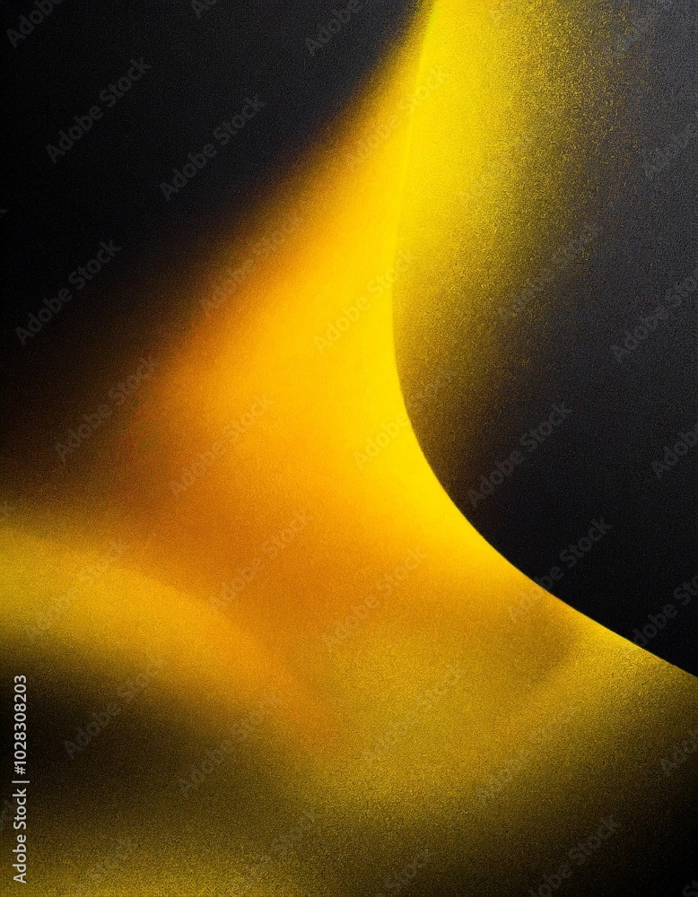 Poster smooth gradient of yellow light blending into darkness, suggesting warmth and movement in a minimali