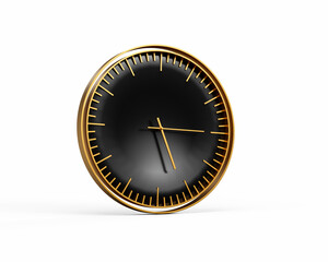 Modern Sleek Golden And Black Wall Clock 05:15 Five Fifteen 5:15 Modern Interiors 3D Illustration