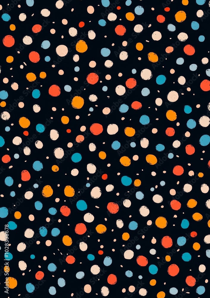 Poster a colorful pattern of dots on a black background