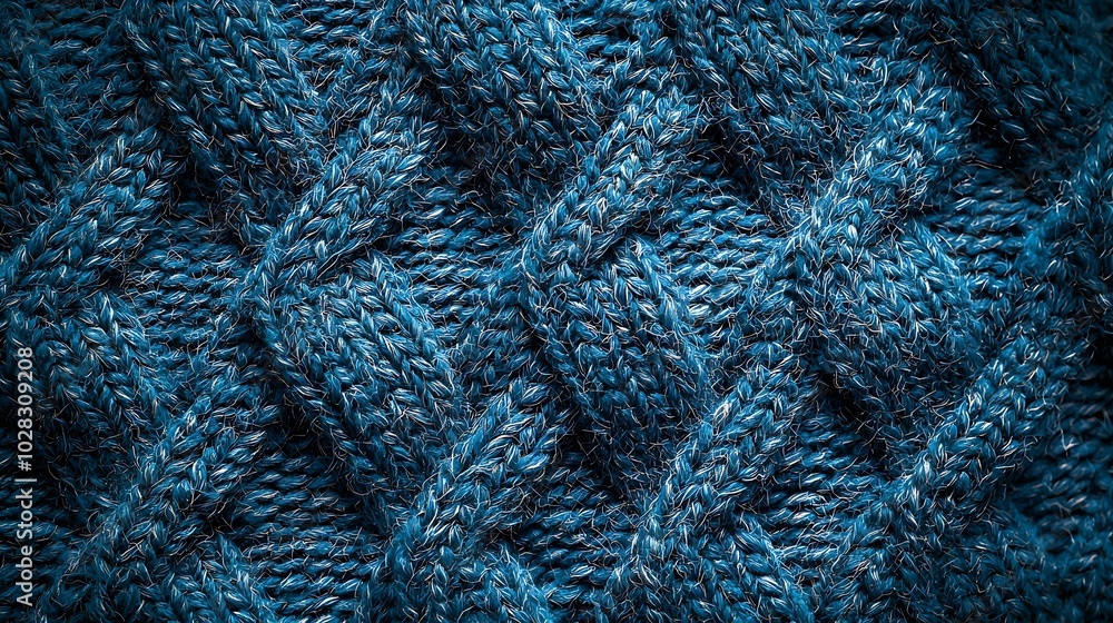 Poster blue knitted wool texture background pattern with high resolution top view copy space : generative a