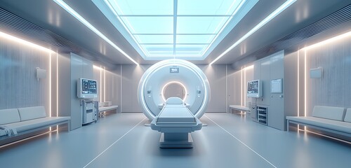 Contemporary hospital with a sophisticated MRI machine emphasizing diagnostic capabilities.