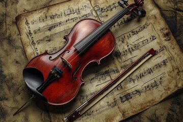 Fototapeta premium violin and notes