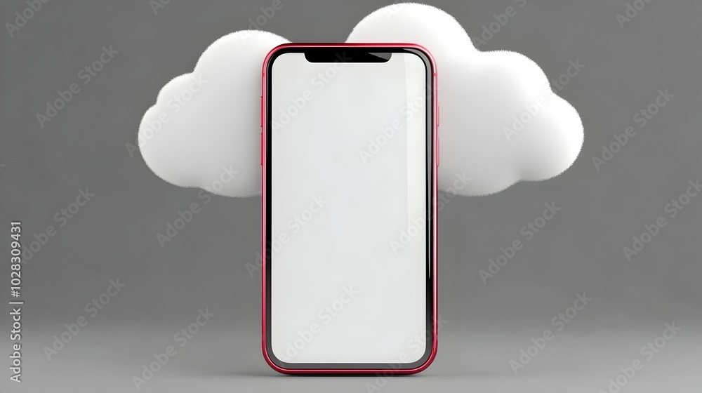 Poster 3d render of white and red laptop and smartphone with software development