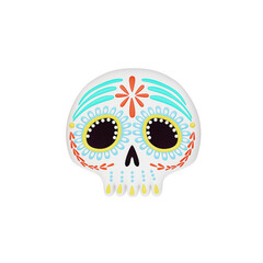 Cute cartoon character of Skull on Dia De Los Muertos. 3d render.