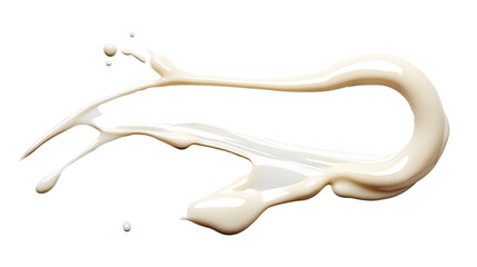 Fototapeta premium Sun lotion spilled, tanning cream puddle, white skincare product isolated on white, top view, clipping path