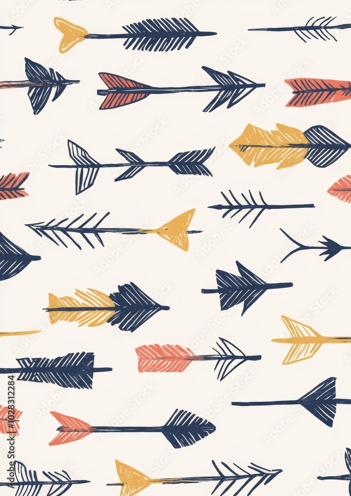 Poster a colorful pattern of arrows is drawn on a white background