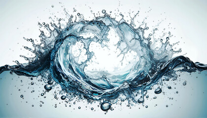 Dynamic splashes and water droplets form abstract shapes, a concept of nature and fluidity