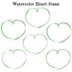 おしゃれな手描きハート型の水彩フレームセット