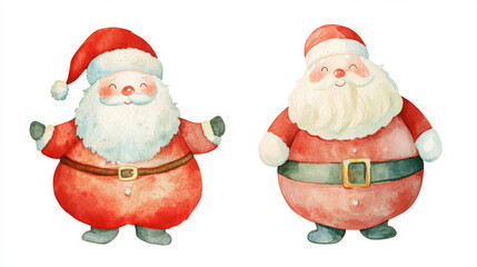 Santa Claus. Christmas theme. Watercolor-painted cartoon characters. Isolated. Set 3 of 15. Vector format.



