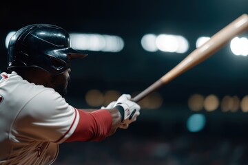 Professional baseball player taking a swing during game