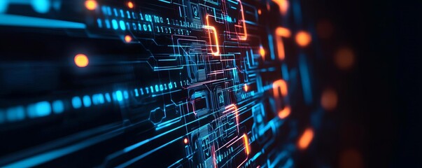 Holographic blockchain assets, dark atmosphere, high-tech digital elements, neon accents