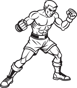 recommend clip art: boxer line art vector