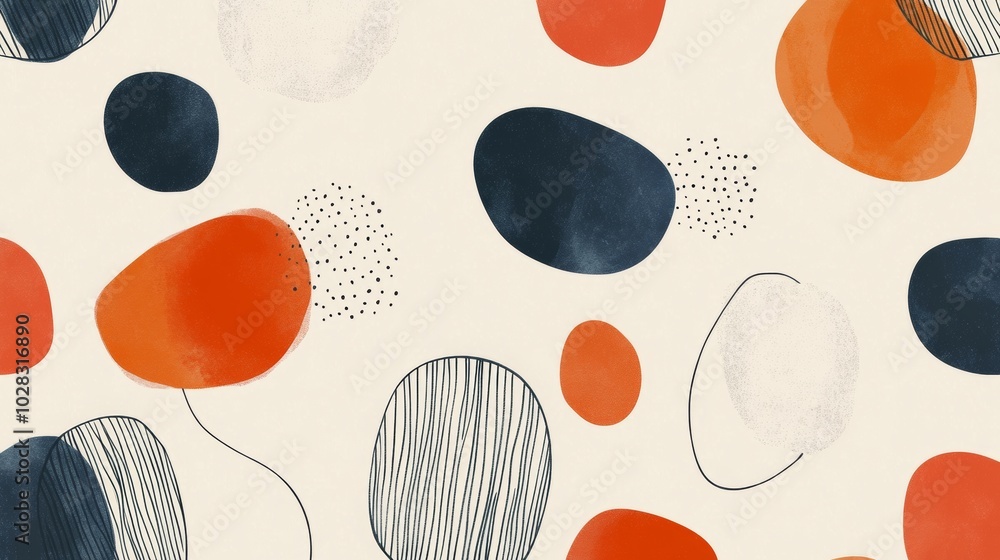 Poster A colorful abstract painting with many different shapes and sizes of circles