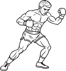 boxer line art vector