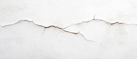Cracked Plaster Wall with Horizontal Fissures Showing Surface Deterioration