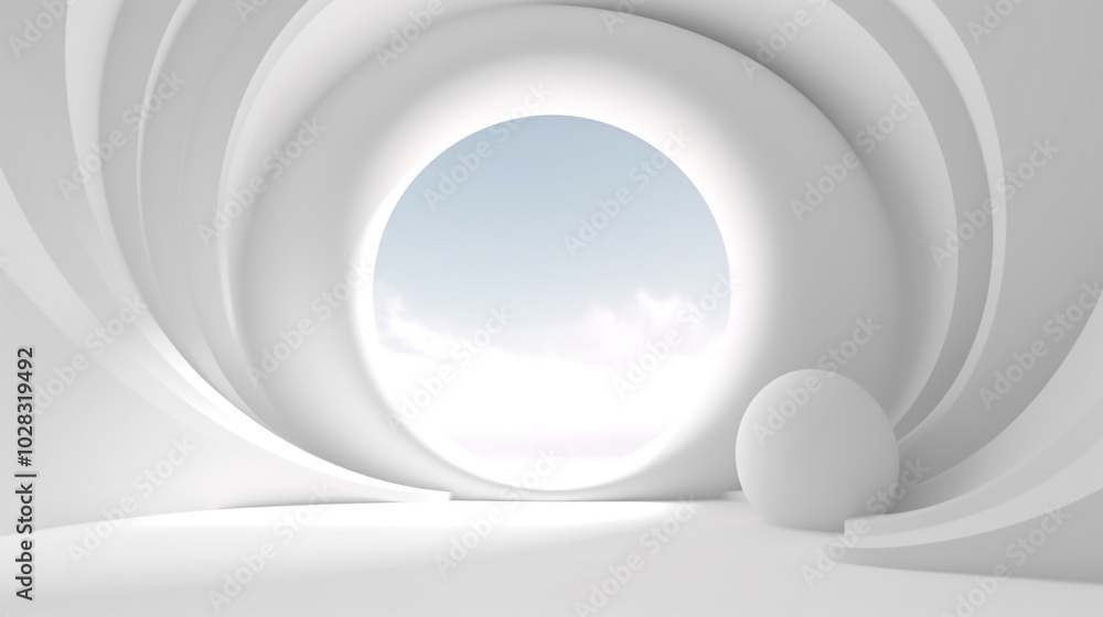 Poster abstract futuristic architecture circular concentric background. wave outdoor structures