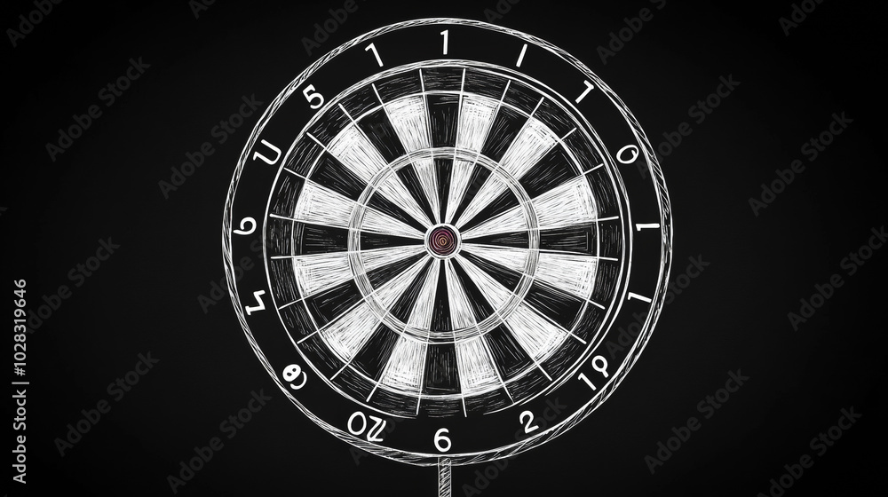 Poster a simple outline drawing of a dartboard, representing the goal or target in a game or strategy.