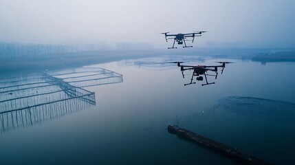 Drones Monitoring Fishery Water Conditions in Misty Environment
