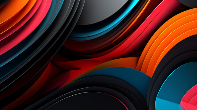 Abstract background with colorful waves, dark colors, dark blue, and red palette.  Abstract Swirling Colors Create A Vibrant And Dynamic Background