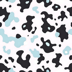 Fototapeta premium Pastel Cow Print Pattern in Lavender, Mint, and Baby Blue | Whimsical Animal Print Design