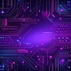 A futuristic Circuit  vector illustration with a dark gradient background transitioning  purple background Wallpaper, Photo for Social Media x, Instagram, Facebook post. Ai Generated