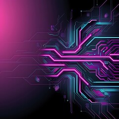 Obraz premium A futuristic Circuit vector illustration with a dark gradient background transitioning purple background Wallpaper, Photo for Social Media x, Instagram, Facebook post. Ai Generated