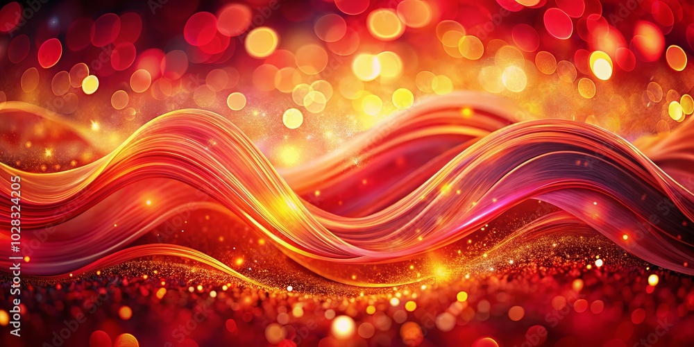 Poster abstract colorful red wave background with bokeh effect for vibrant visuals and stunning decor in mo