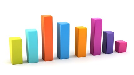 Colorful 3D Bar Graph Icon Set for Data Visualization
