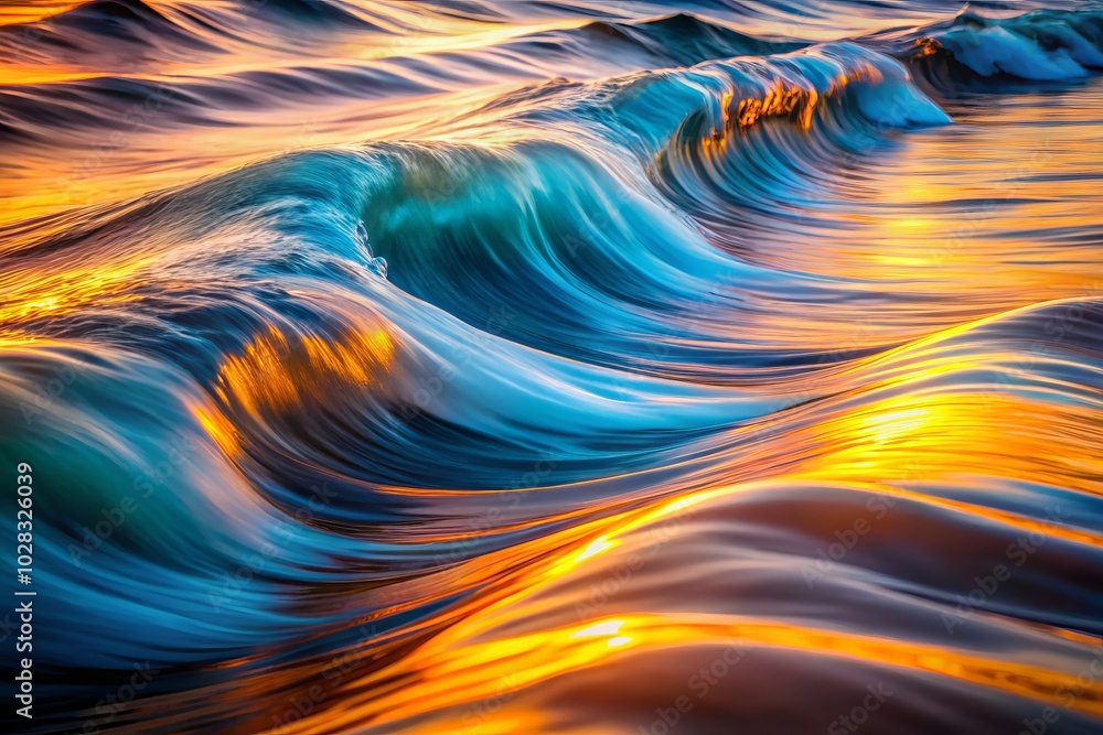 Poster abstract water wave background in long exposure - serene flowing patterns, fluid dynamics, and ether