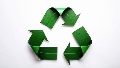 Obraz premium 3D Leaf Textured Green Recycling Arrows Representing Sustainable Waste Management for Eco Friendly Campaigns, Renewable Energy Initiatives, and Environmental Branding