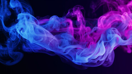 Abstract background with purple and blue smoke, flowing waves of color in the air, fluid abstract design, closeup view of swirling mist, light pink and sky blue tones, background blue and purple smoke