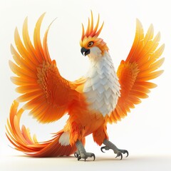 Fototapeta premium Colorful 3D Cartoon Phoenix Bird Icon Style