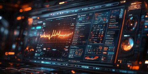 Obraz premium Futuristic Digital Interface Showcasing a Health Savings Account Breakdown