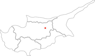 Obraz premium Outline Capital Mark of Cyprus on its Embedded Map
