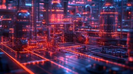 Fototapeta premium High-tech Industrial IoT Plant with AI-Driven Automation Systems for Efficient Production and