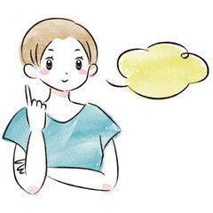 おしゃれな女性が話す水彩画ベクターイラスト（吹き出し付き）