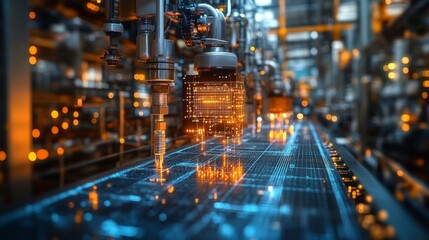 Fototapeta premium High-Tech Industrial IoT Plant with Advanced AI-Driven Automation Systems