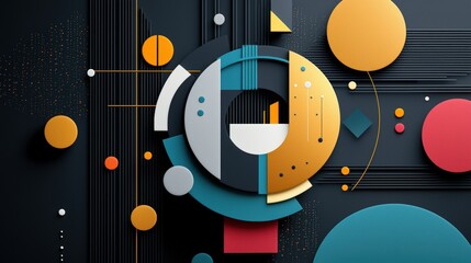 Obraz premium Abstract geometric design with colorful shapes.