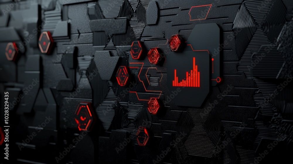 Wall mural abstract tech background with hexagonal