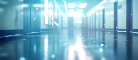 Obraz premium Clinical setting inside a medical facility blurred to focus on the interplay of movement and light.