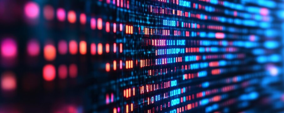 Digital blockchain disruption, futuristic hologram display, cyber-inspired design