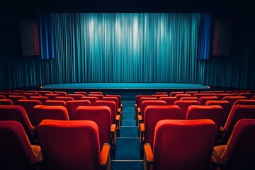 Fototapeta premium Empty Theater Seats Before a Movie Showing.